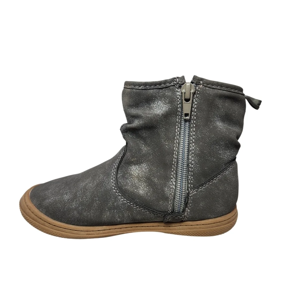 OshKosh B'gosh Toddler Girls' Skippie Ankle Boots Size 11 - Shimmery Gray Zip Up